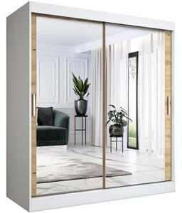 Szafa przesuwna z lustrem biel + dąb artisan180 cm M1-K74