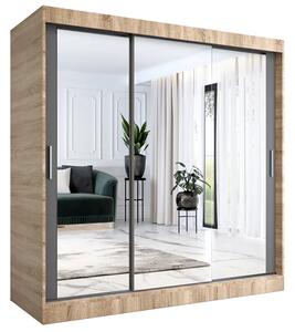 Szafa przesuwna z lustrem dąb sonoma + antracyt 200 cm D6-D82