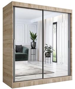 Szafa przesuwna z lustrem 180 cm dąb sonoma + antracyt H7-B57