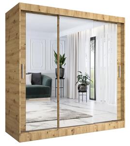 Szafa przesuwna z lustrem dąb artisan 200 cm połysk P0-P89