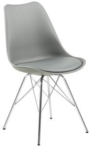 Tapicerowane krzesło w stylu industrialnym Eco skóra Szare FLYS