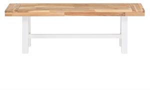 Zestaw mebli ogrodowych stół 2 ławki drewno akacjowe metalowe nogi biały Scania Beliani
