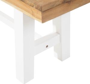 Zestaw mebli ogrodowych stół 2 ławki drewno akacjowe metalowe nogi biały Scania Beliani