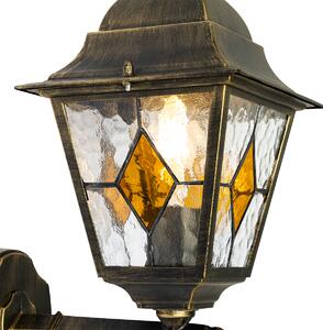 Zewnetrzna Vintage latarnia ścienna zewnętrzna w kolorze antycznego złota - Antigua Up Oswietlenie zewnetrzne
