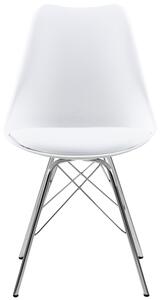 Tapicerowane krzesło w stylu industrialnym Eco skóra Białe FLYS