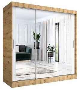 Szafa przesuwna z lustrem dąb artisan + biały 200 cm G6-F43