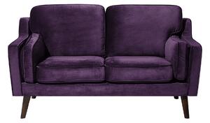 Sofa kanapa dwuosobowa fioletowa drewniane nóżki welurowa retro Lokka Beliani