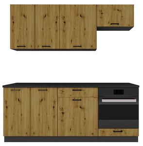 Komplet mebli kuchennych grafit + dąb artisan N1-F80