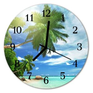 Zegar szklany okrągły Wyspa palmy