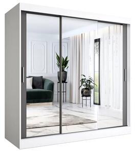 Szafa przesuwna z lustrem biały + antracyt 200 cm W7-S94