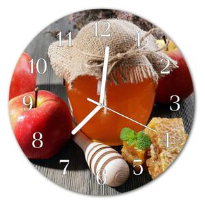 Zegar szklany okrągły Jabłko miód