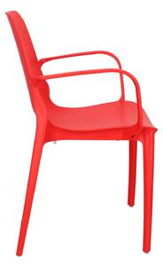 Krzesło Ginevra z podłokietnikami czerwo z tworzywa
