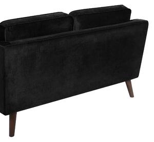Sofa kanapa dwuosobowa drewniane nóżki welurowa retro czarna Lokka Beliani