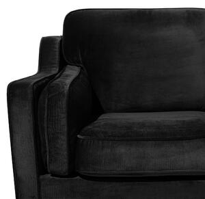 Sofa kanapa trzyosobowa czarna drewniane nóżki welurowa retro Lokka Beliani