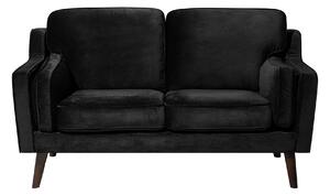 Sofa kanapa dwuosobowa czarna drewniane nóżki welurowa retro Lokka Beliani