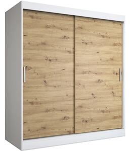 Szafa przesuwna 180 cm biel + dąb artisan A6-P49