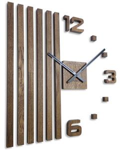 Drewniany zegar ścienny dębowy brązowy LAMELE 60cm