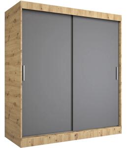 Szafa przesuwna 180 cm dąb artisan + antracyt L9-C45