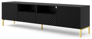 Szafka pod TV w stylu glamour czarny mat + złote nóżki T4-C00