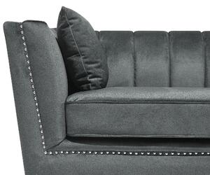 Sofa welurowa szara 2-osobowa srebrne metalowe nóżki z poduszkami Gaula Beliani