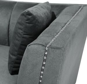 Sofa welurowa szara 3-osobowa srebrne metalowe nóżki z poduszkami Gaula Beliani