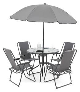 MebleMWM Zestaw mebli balkonowych. stół+4krzesła+parasol MALEDIWY KJF089 | Jasny Szary