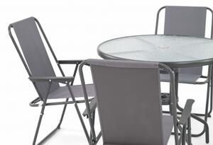 MebleMWM Zestaw mebli balkonowych, stół + 4 krzesła + parasol MALEDIWY KJF089 | Jasny Szary
