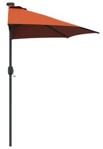 Stylowy parasol ogrodowy z lampkami LED solarnymi w kolorze terakota