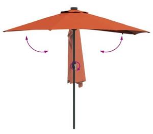 Stylowy parasol ogrodowy z lampkami LED solarnymi w kolorze terakota