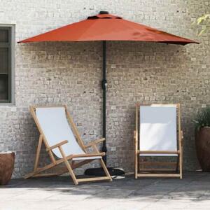 Stylowy parasol ogrodowy z lampkami LED solarnymi w kolorze terakota