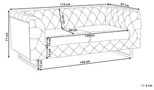 Pikowana sofa 2-osobowa nogi ze stali nierdzewnej jasnoszara Vissland Beliani