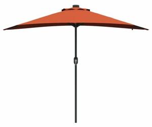 Stylowy parasol ogrodowy z lampkami LED solarnymi w kolorze terakota