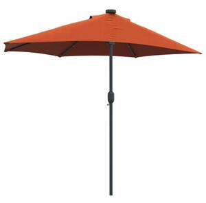 Stylowy parasol ogrodowy z lampkami LED solarnymi w kolorze terakota