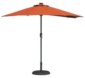 Stylowy parasol ogrodowy z lampkami LED solarnymi w kolorze terakota