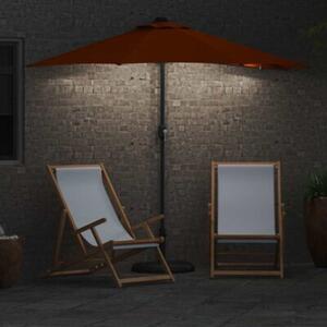 Stylowy parasol ogrodowy z lampkami LED solarnymi w kolorze terakota
