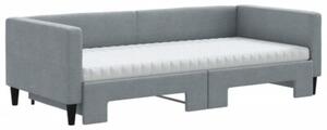 Sofa rozsuwana z materacami, jasnoszara, 90x200 cm, tkanina
