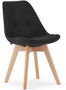 Krzesło z drewnianymi nogami i guzikami Nori materiał