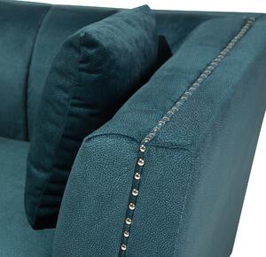 Sofa welurowa niebieska 3-osobowa srebrne metalowe nóżki z poduszkami Gaula Beliani