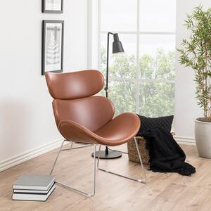 Nowoczesny fotel tapicerowany Eco skóra Brąz RANDAL