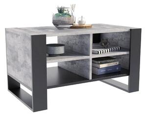 Loftowa ława kawowa z półkami czarny + beton C6-C19
