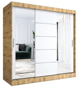 Szafa przesuwna 200 cm dąb artisan + biały R7-T93