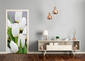 Naklejka samoprzylepna na drzwi Białe tulipany