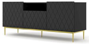 Szafka rtv czarny mat + złota rama C5-W63
