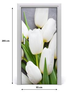 Naklejka samoprzylepna na drzwi Białe tulipany