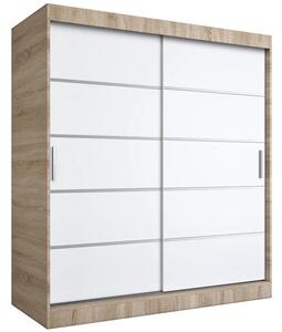 Szafa przesuwna dąb sonoma + biały 180 cm W4-Z61