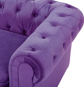 Nowoczesny fotel tapicerowany welurowy pikowany fioletowy Chesterfield Beliani
