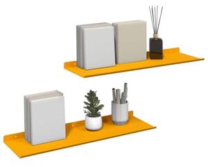 Wisząca półka musztardowa z matowej stali, minimalistyczny design, 60 x 18 x 2,5 cm
