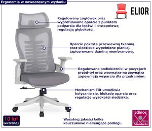 Szary biurowy fotel z regulacją podłokietników - Zexi