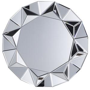 Lustro wiszące ścienne srebrne okrągłe 70 cm geometryczna rama Habay Beliani