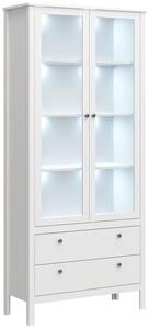 Biała Dwudrzwiowa Witryna Led Z 2 Szufladami Z4-W26